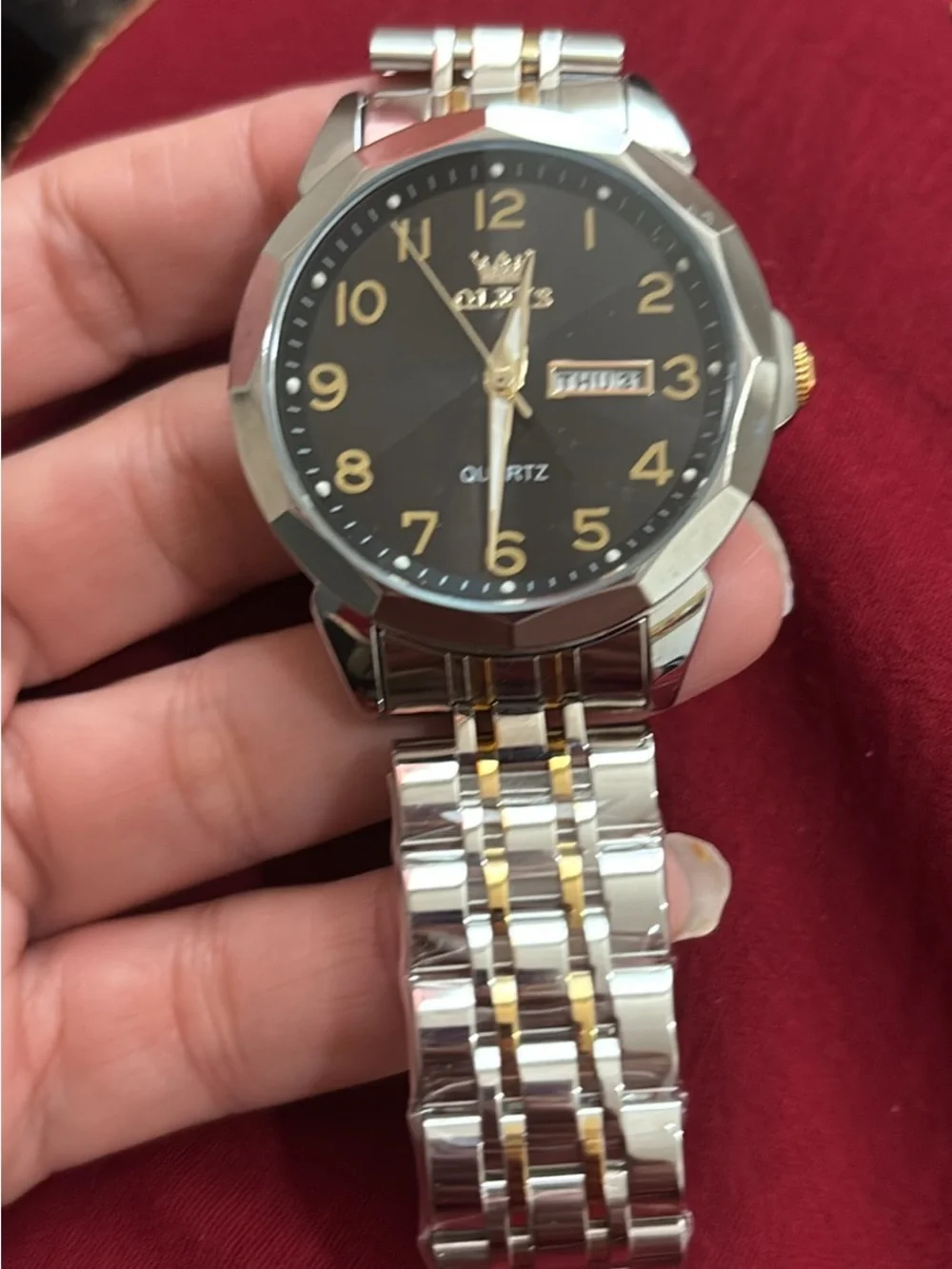 Veto Two-Tone Silver and Gold Men’s Quartz Watch with Black Dial